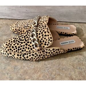 Steve Madden Kylo-L Leopard Fur Mule Loafer Slides 10